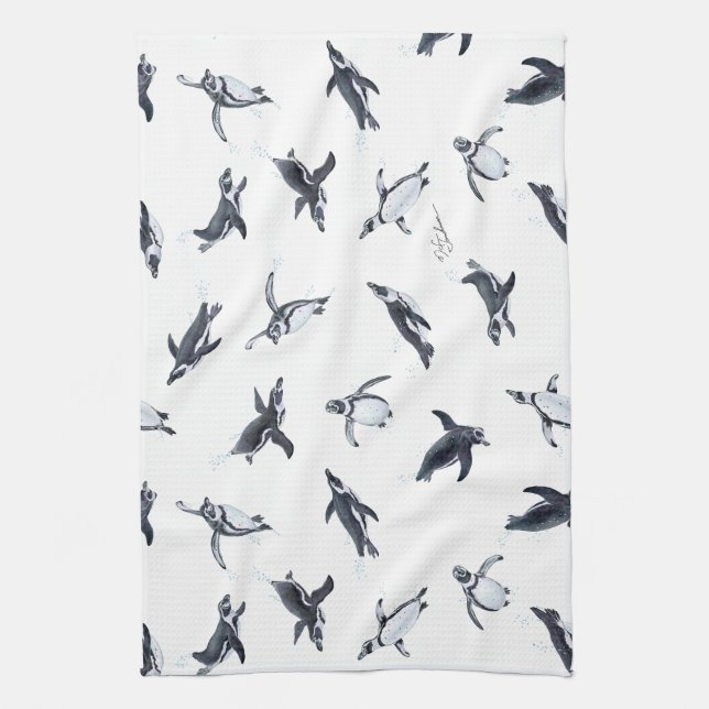 Penguin Squadron | Ocean Art Design Kitchen Towel (Vertical)
