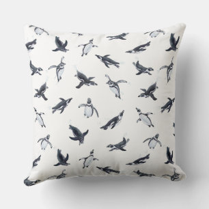 Penguin Squadron Ocean Art Design Throw Pillow
