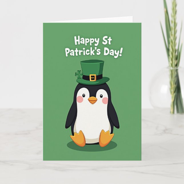 Penguin St Patricks Day Card (Front)
