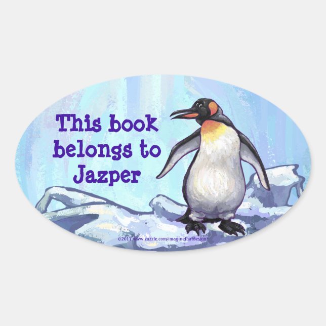 Penguin Stationery Oval Sticker (Front)