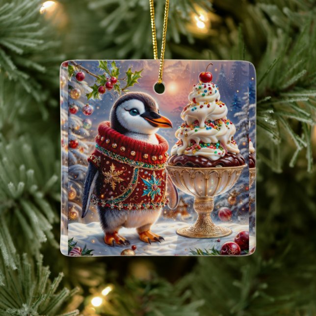Penguin Sundae Christmas Ornament (Tree)