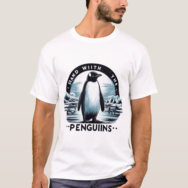 Penguin Support Ocean  Environmental Awareness T-Shirt (Front)