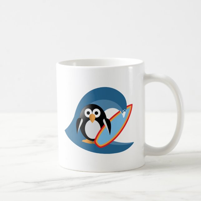 Penguin surfer coffee mug (Right)