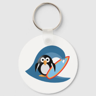 Penguin surfer keychain