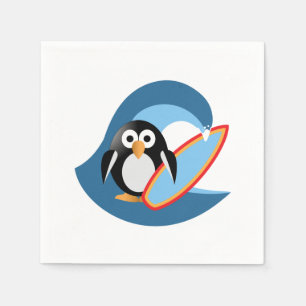Penguin surfer napkin