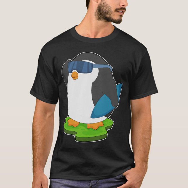Penguin Surfer Surfboard T-Shirt (Front)