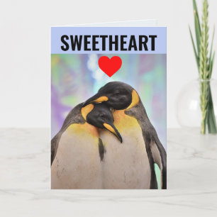 PENGUIN SWEETHEART COUPLE BIRTHDAY Greeting Card