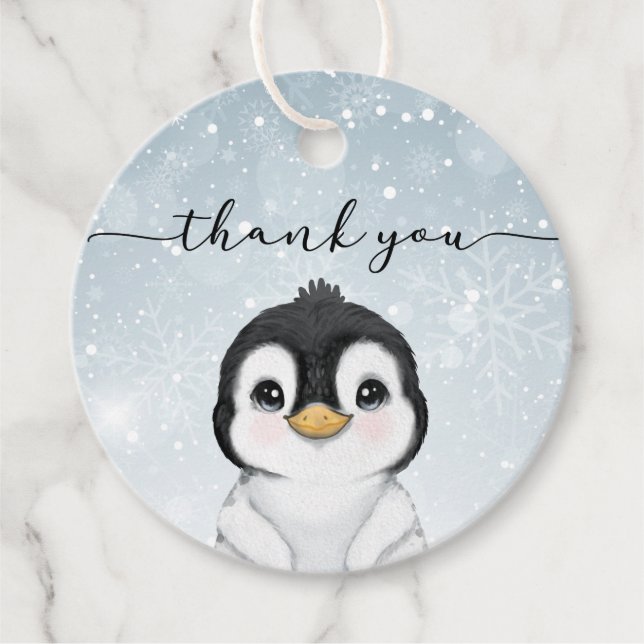 Penguin Thank you Favour Tags (Front)