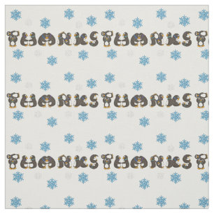 Penguin Thanks Thank You Snow Snowflake Winter Fabric