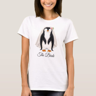 Penguin The Bride Personalized White Bachelorette T-Shirt