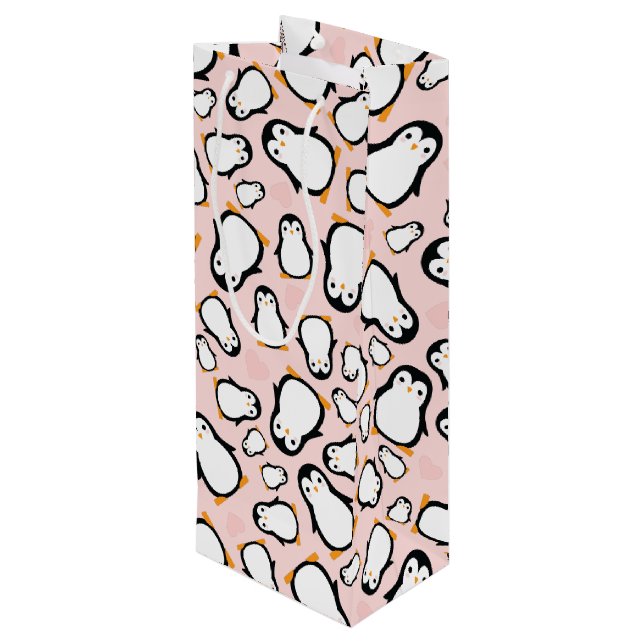 Penguin Theme Baby Shower Cute Wine Gift Bag (Back Angled)