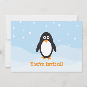 Penguin themed birthday invitation