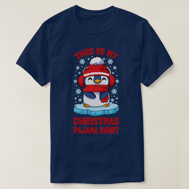 Penguin This Is My Christmas Pajama Shirt7 T-Shirt (Design Front)