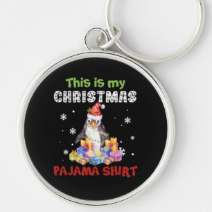 Penguin This Is My Christmas Pajama Shirt Keychain