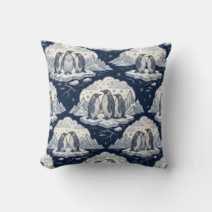 Penguin Throw Pillow - Antarctic Seamless Design
