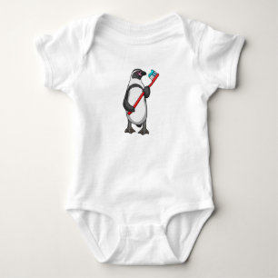 Penguin Tooth brush Baby Bodysuit