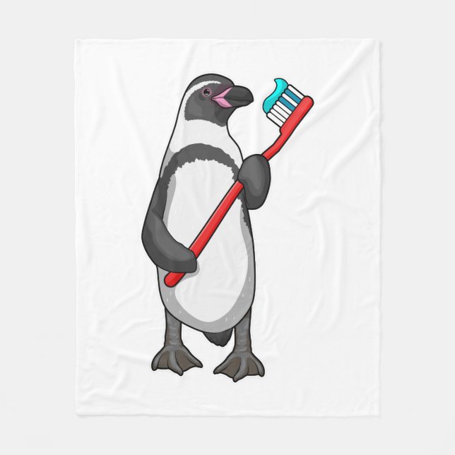 Penguin Tooth brush Fleece Blanket (Front)