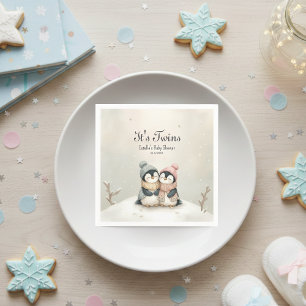 Penguin Twins Baby Shower Winter Theme Boy Girl Napkin
