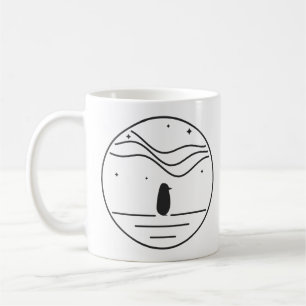 Penguin Under Polar Lights Minimal Badge Coffee Mug