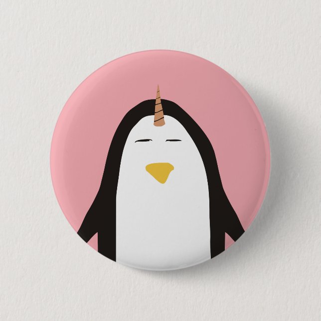 Penguin unicorn 2 inch round button (Front)