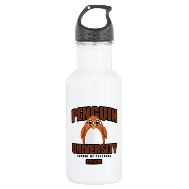Penguin University - Brown 532 Ml Water Bottle (Front)