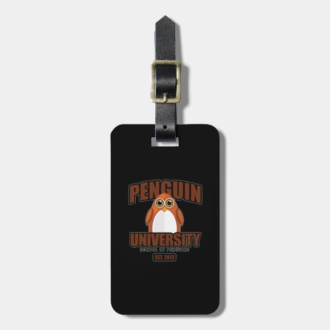 Penguin University - Brown  Luggage Tag (Front Vertical)