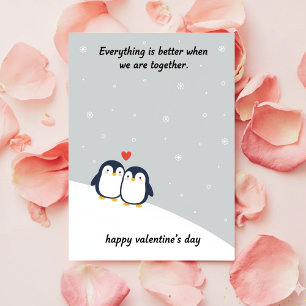 Penguin Valentine Love Card Cute Romantic Couples