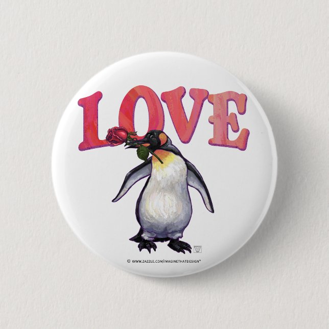 Penguin Valentine's Day 2 Inch Round Button (Front)
