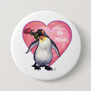 Penguin Valentine's Day 3 Inch Round Button