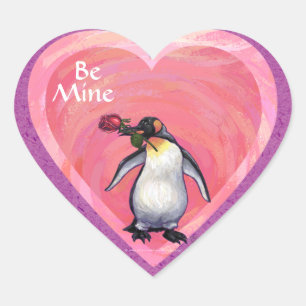 Penguin Valentine's Day Heart Sticker