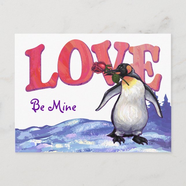 Penguin Valentine's Day Holiday Postcard (Front)