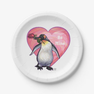 Penguin Valentine's Day Paper Plate
