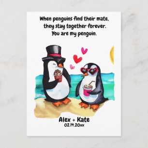 Penguin Valentines  Holiday Postcard
