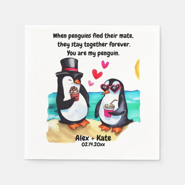 Penguin Valentines  Napkin (Front)