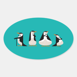 Penguin Waiters Oval Sticker