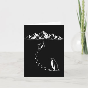 Penguin walking alone to mountains nihilist bird card