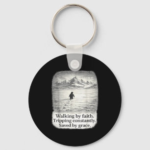 Penguin walking by faith tripping constantly keychain