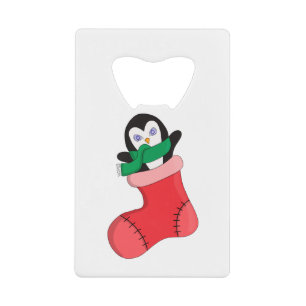 Penguin Warming Up to the Cold Credit Card Bottle Opener