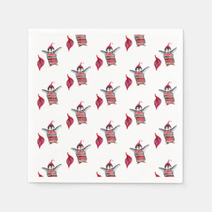 Penguin Watercolor Art for Christmas Napkin