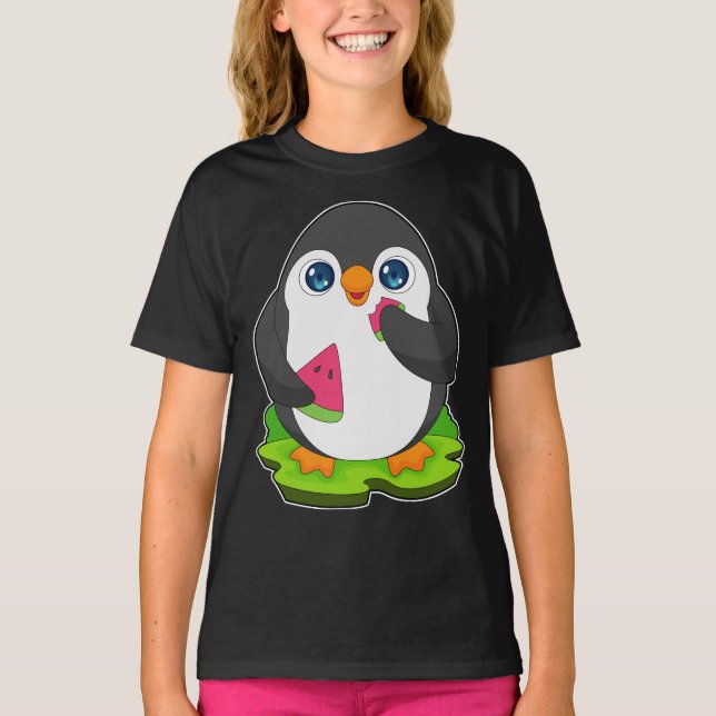 Penguin Watermelon Fruit T-Shirt (Front)