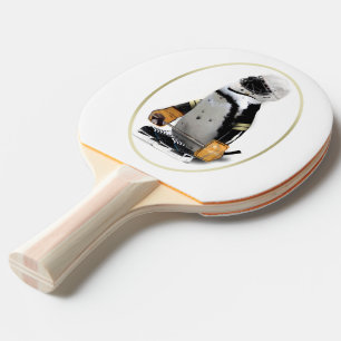 Penguin Wearing Hockey Gear Ping Pong Paddle