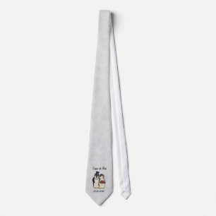 Penguin Wedding Bride and Groom Tie - Customize