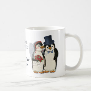 Penguin Wedding Bride and Groom Tie - Customize Coffee Mug