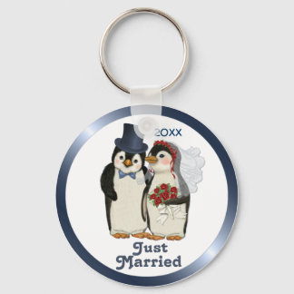 Penguin Wedding Bride and Groom Tie - Customize Keychain