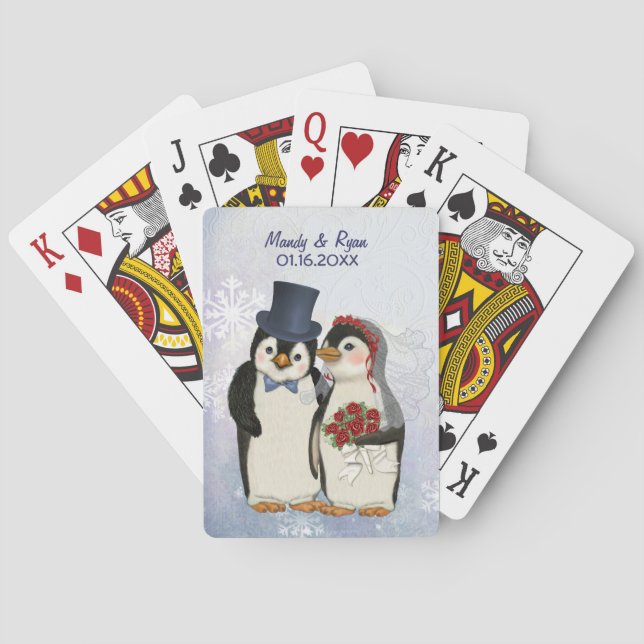 Penguin Wedding - Customize Playing Cards (Back)