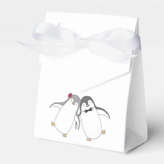 Penguin Wedding Favor Box Cute Penguin Wedding (Front Side)