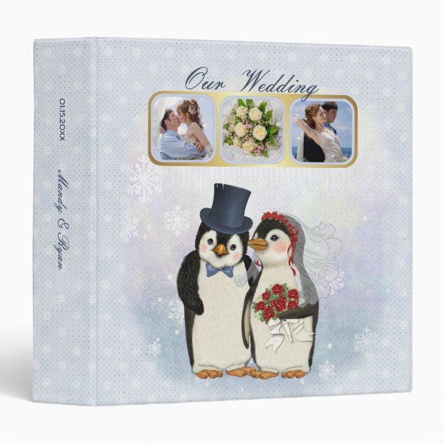 Penguin Wedding Keepsake Album Binder (Front/Spine)