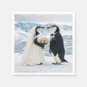 Penguin Wedding on an Arctic Glacier Napkin
