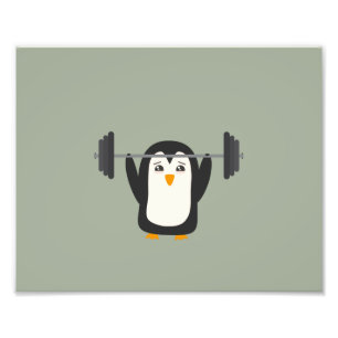 Penguin Weightlifting Photo Print