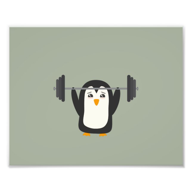 Penguin Weightlifting Photo Print (Front)
